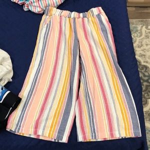 Womens striped linen gaucho pants
